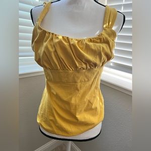 Ann Taylor Yellow Ruched Tank Top